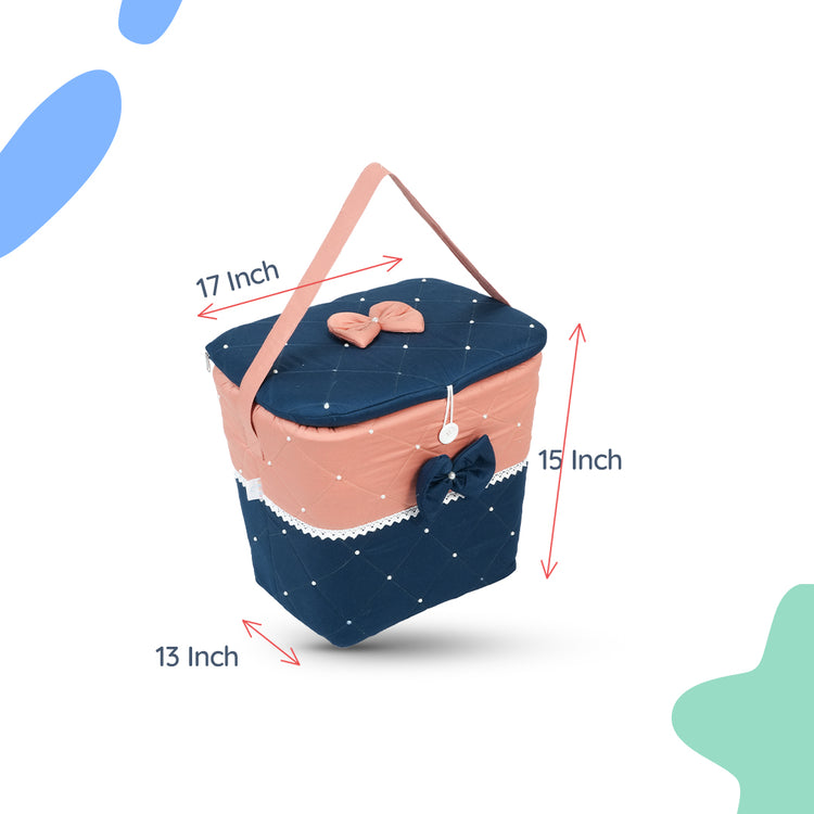 Adorables Baby Basket (Large) | Lightweight Storage | Turquoise Blue & Peach | Organizer for Baby Essentials