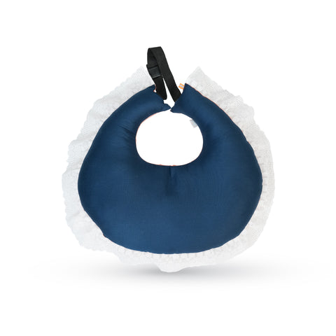 Adorables Feeding Pillow | Turquoise Blue & Peach | Lace Design | Cotton with Recron Filling