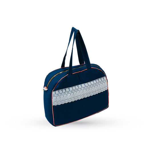 Adorables Mother Bag | Turquoise Blue & Peach | Lace Design | Cotton & Foam LD