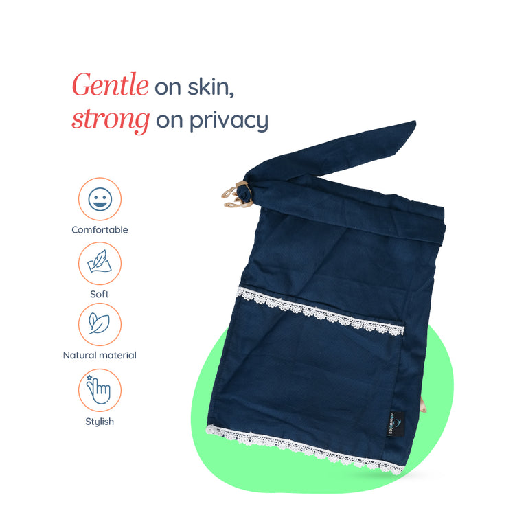 Adorables Feeding Cover | Turquoise Blue | Cotton | Lace Design | Pocket for Convenience