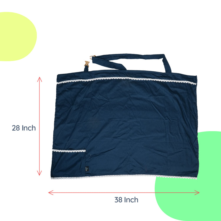 Adorables Feeding Cover | Turquoise Blue | Cotton | Lace Design | Pocket for Convenience