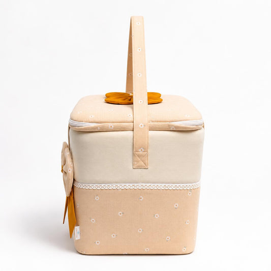 Adorables Baby Storage Basket for Newborn | Large Basket | Peach Petal & Off White | Cotton | Organizer for Baby Essentials
