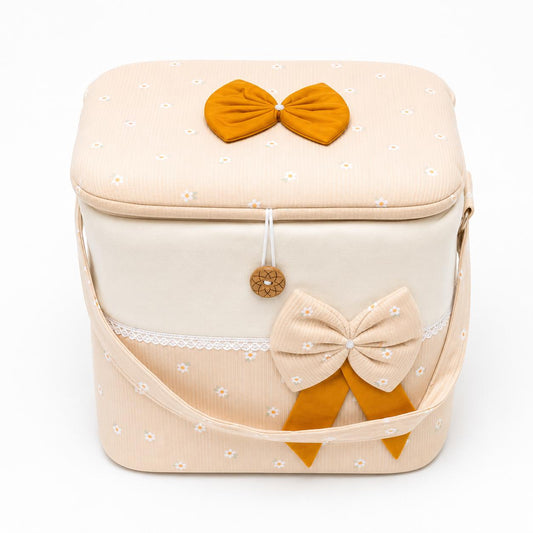Adorables Baby Storage Basket for Newborn | Large Basket | Peach Petal & Off White | Cotton | Organizer for Baby Essentials