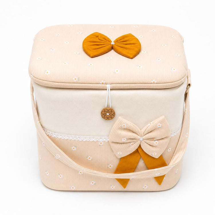 Adorables Baby Storage Basket for Newborn | Large Basket | Peach Petal & Off White | Cotton | Organizer for Baby Essentials