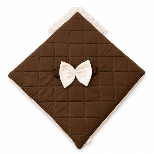 Adorables Receiving Blanket | Chocolate Brown and Off White | Rexin and Cotton with Recron Sheet | Soft & Elegant Swaddle
