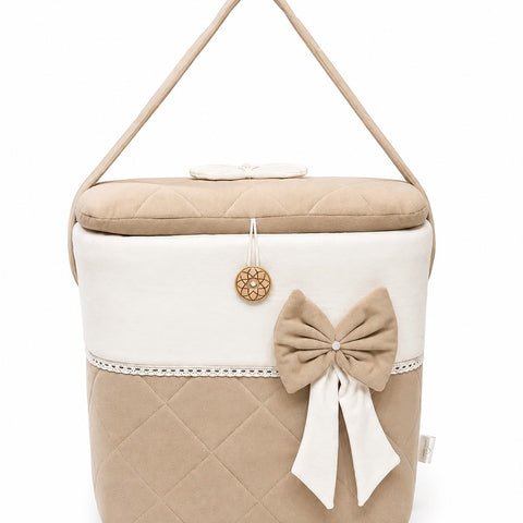 Adorables Baby Basket (Large) | Lightweight Storage | Royal Beige & White | Organizer for Baby Essentials