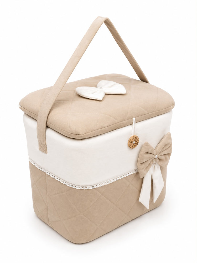 Adorables Baby Basket (Large) | Lightweight Storage | Royal Beige & White | Organizer for Baby Essentials