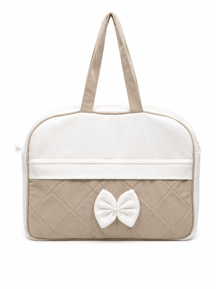 Adorables Diaper Bag for Moms | Royal Beige & White | Rexin , Cotton & Foam LD | Baby Diaper Bag with Elegant Lace Design