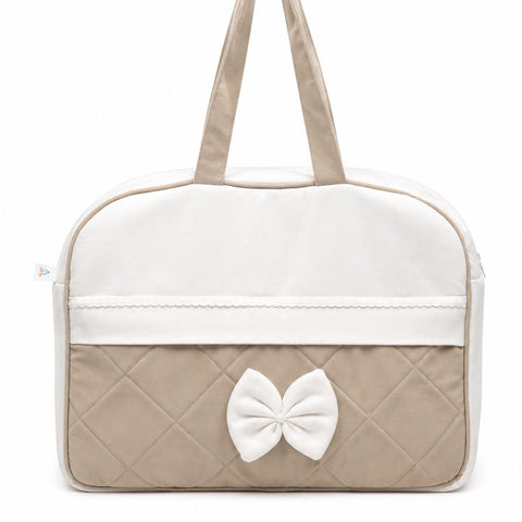 Adorables Diaper Bag for Moms | Royal Beige & White | Rexin , Cotton & Foam LD | Baby Diaper Bag with Elegant Lace Design