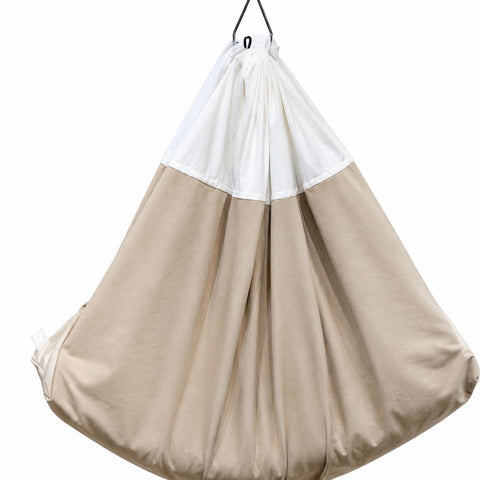 Adorables Baby Cradle for Newborn | Bed Cradle Set | Royal Beige & Off White | Rexin & Cotton with Recron Filling | Includes Net & Star Hangings