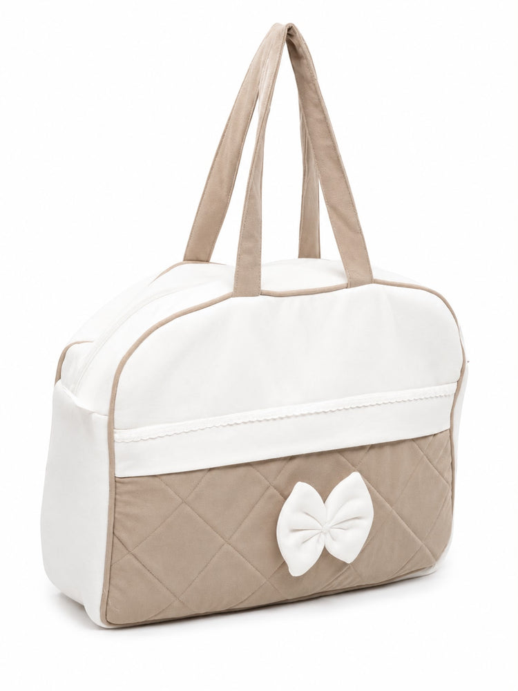 Adorables Diaper Bag for Moms | Royal Beige & White | Rexin , Cotton & Foam LD | Baby Diaper Bag with Elegant Lace Design
