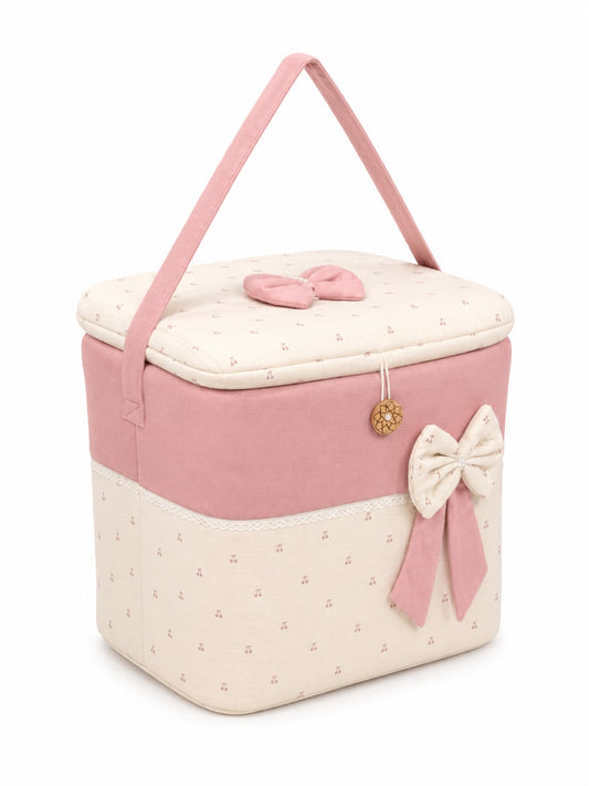 Adorables Baby Storage Basket for Newborn | Large Basket | Cherry Blush & Pink | Quilted Cotton | Organizer for Baby Essentials (Copy)