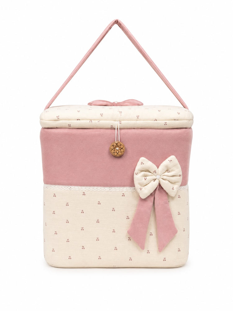 Adorables Baby Storage Basket for Newborn | Large Basket | Cherry Blush & Pink | Quilted Cotton | Organizer for Baby Essentials (Copy)
