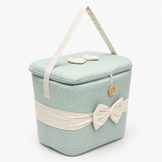 Adorables Baby Basket (Large) | Lightweight Storage | Soft Linea Spring Green in Off White | Organizer for Baby Essentials