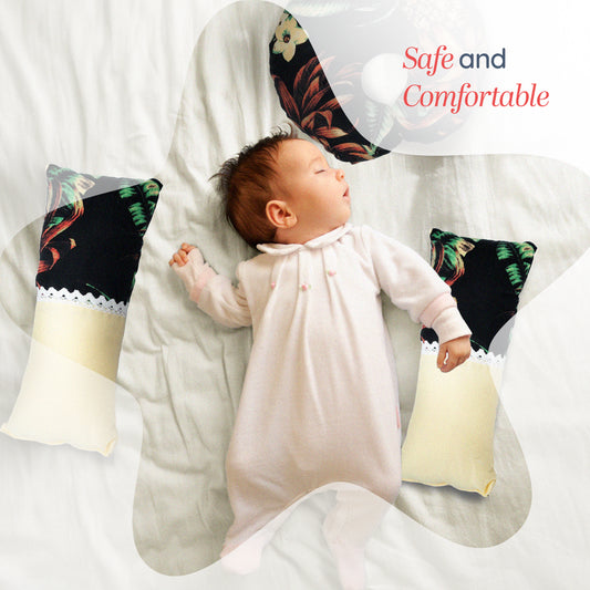 Adorables Pillow Set – Black & Light Yellow | Pineapple Print with Lace Design
