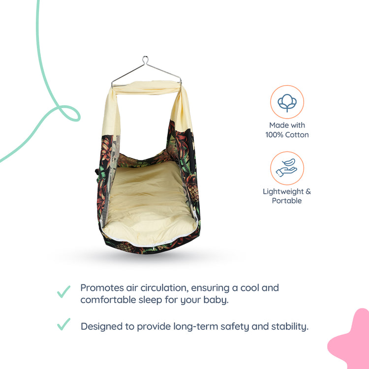 Adorables Bed Cradle | Black & Light Yellow | Cotton with Recron | Elegant Details for Comfort and Safety