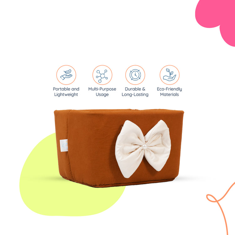 Adorables Open Basket | Coffee & Off White | Bow Work | Cotton & Foam LD
