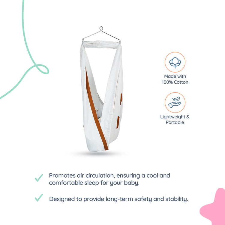Adorables Cradle Set | Coffee & Off White | Cotton with Net | Elegant & Secure Sleeping Space