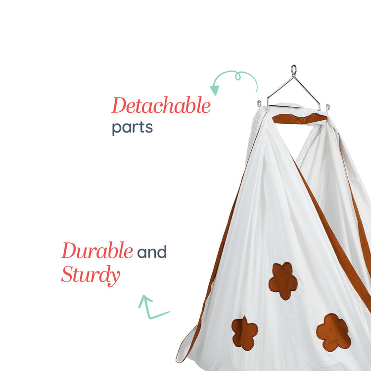 Adorables Cradle Set | Coffee & Off White | Cotton with Net | Elegant & Secure Sleeping Space