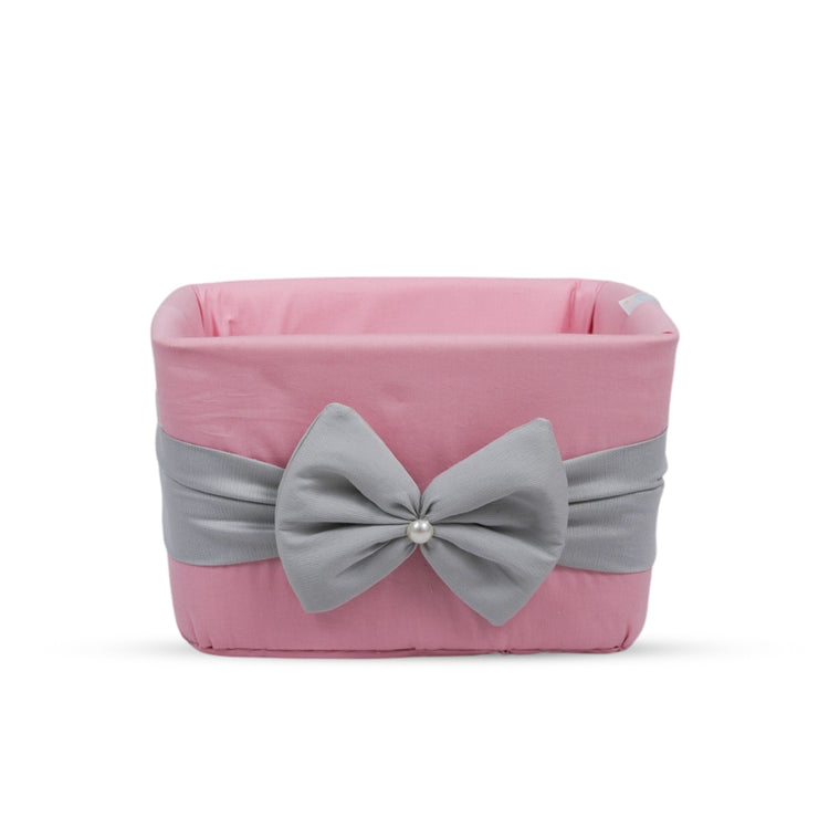Adorables Open Basket | Grey & Pink | Bow Work | Cotton & Foam LD