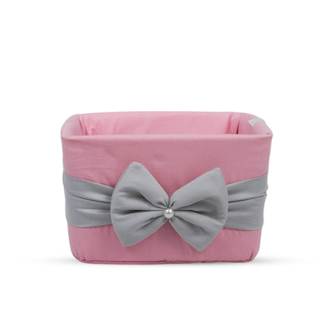 Adorables Open Basket | Grey & Pink | Bow Work | Cotton & Foam LD