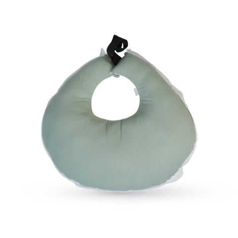 Adorables Feeding Pillow | White & Olive Green | Star Print with Lace Design | Cotton with Recron Filling