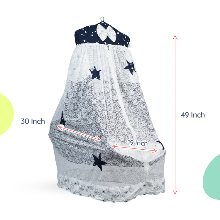 Adorables Bed Cradle | Navy Blue & White | Cotton with Recron | Elegant Details for Comfort and Safety