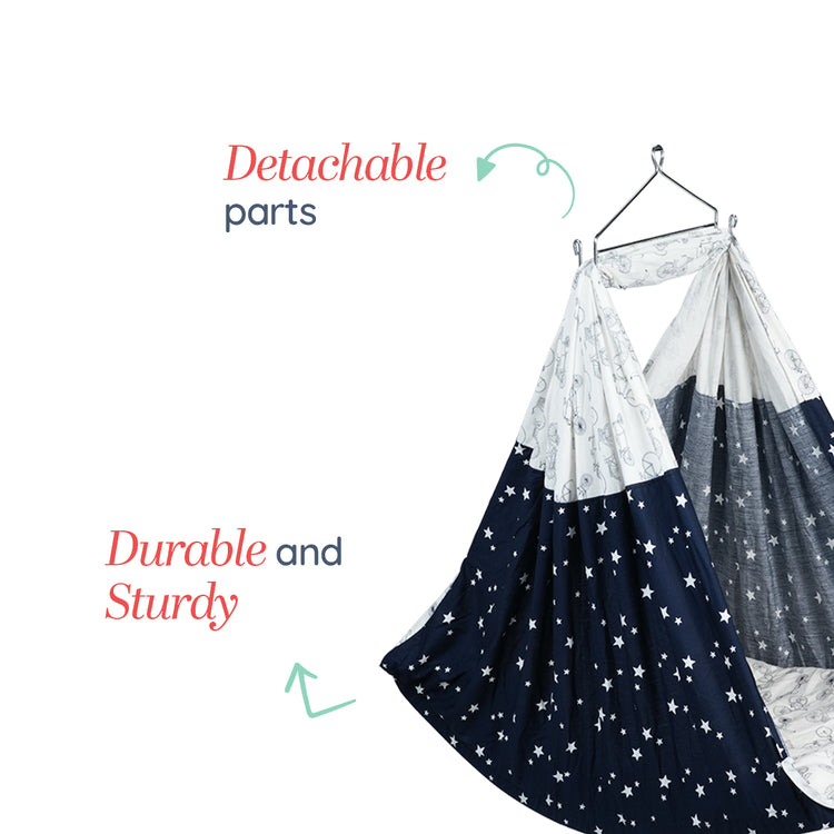Adorables Bed Cradle | Navy Blue & White | Cotton with Recron | Elegant Details for Comfort and Safety
