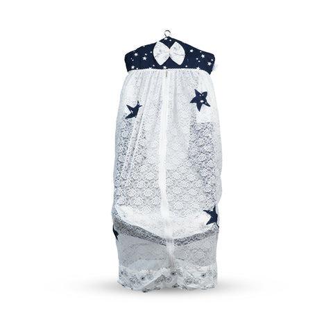 Adorables Bed Cradle | Navy Blue & White | Cotton with Recron | Elegant Details for Comfort and Safety