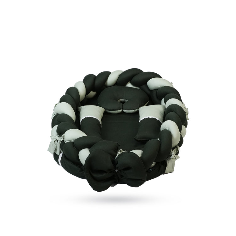 Adorables Braided Nest | Soft Cotton & Foam | Light Green & Dark Green | Side Pillows, Neck Pillow, and Protective Net