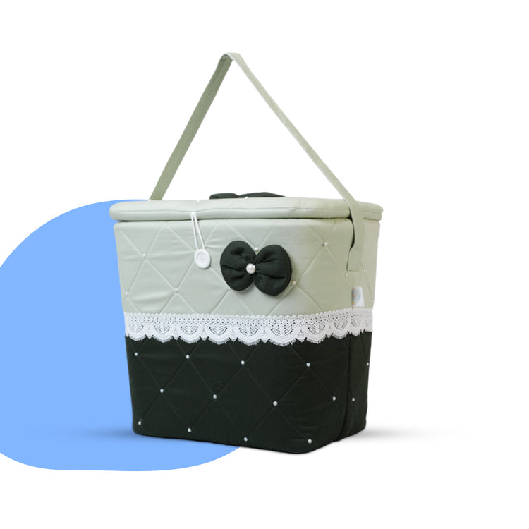 Adorables Baby Basket (Large) | Lightweight Storage | Light Green & Dark Green | Organizer for Baby Essentials