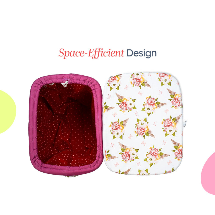 Adorables Baby Basket (Large) | Lightweight Storage | Pink & White | Organizer for Baby Essentials
