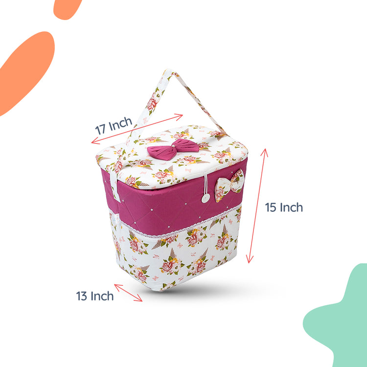 Adorables Baby Basket (Large) | Lightweight Storage | Pink & White | Organizer for Baby Essentials