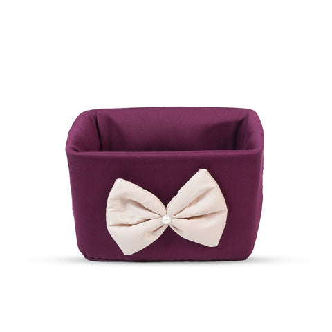 Adorables Open Basket | Purple & Beige | Bow Work | Cotton & Foam LD