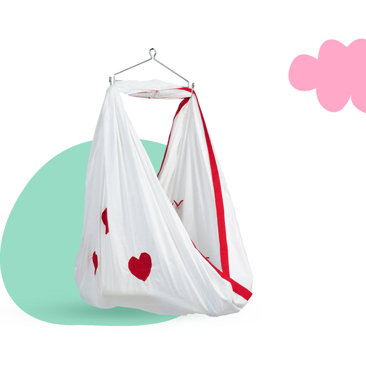 Adorables Cradle Set | Red & White | Cotton with Net | Elegant & Secure Sleeping Space