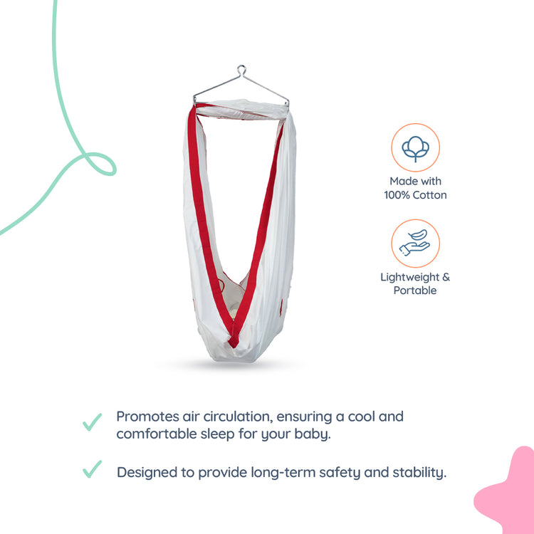 Adorables Cradle Set | Red & White | Cotton with Net | Elegant & Secure Sleeping Space