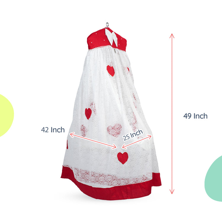 Adorables Cradle Set | Red & White | Cotton with Net | Elegant & Secure Sleeping Space