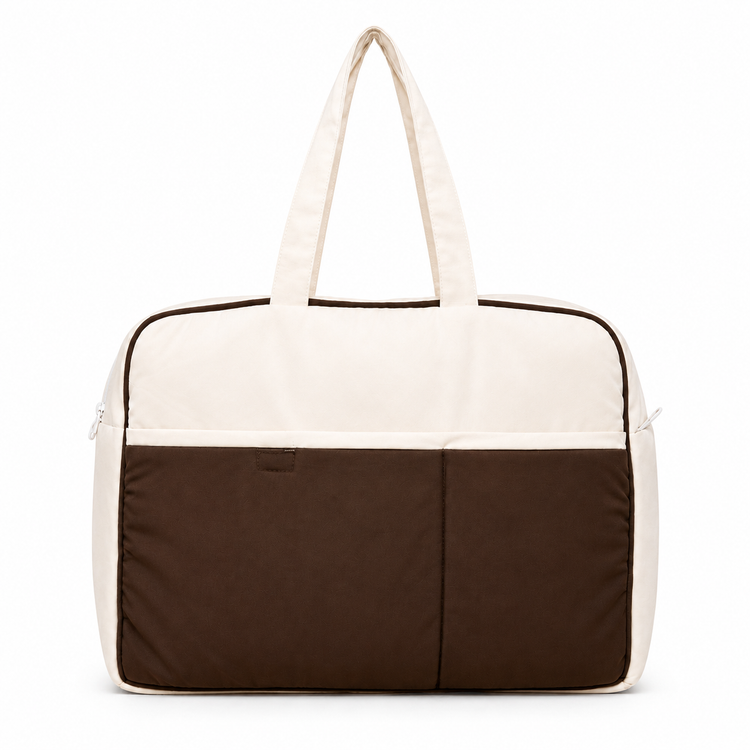 Adorables Diaper Bag for Moms | Chocolate Brown & Off White | Rexin , Cotton & Foam LD | Baby Diaper Bag with Elegant Lace Design