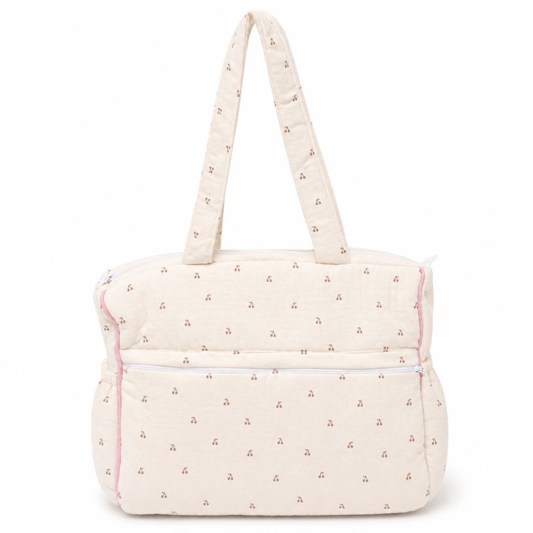 Adorables Diaper Bag for Moms | Cherry Blush & Pink | Cotton & Foam LD | Baby Diaper Bag with Elegant Lace Design