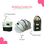 Adorables Baby Hospital Bedding Combo Set 3 in 1 | Light Green & Dark Green | Bow, Pearls & Lace Design | Cotton & Recron | Hospital Bed, Sleeping Bag & Basket (Large)