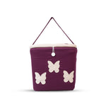 Adorables Baby Nest Bedding Combo Set 3 in 1 | Purple & Beige | Butterfly Embroidery | Cotton & Recron | With Nest Bed, Basket (L) & Sleeping Bag