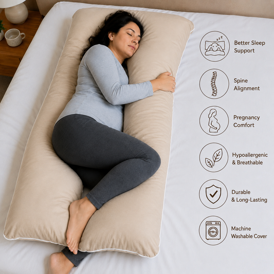 Adorables Pregnancy Pillow – Royal Biege | Full Body Support for Expecting Mothers