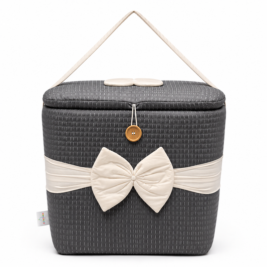 Adorables Baby Basket (Large) | Lightweight Storage | Soft Linea Grey in White | Organizer for Baby Essentials