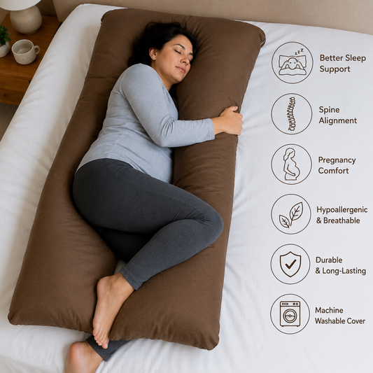Adorables Pregnancy Pillow – Chocolate Brown | Full Body Support for Expecting Mothers