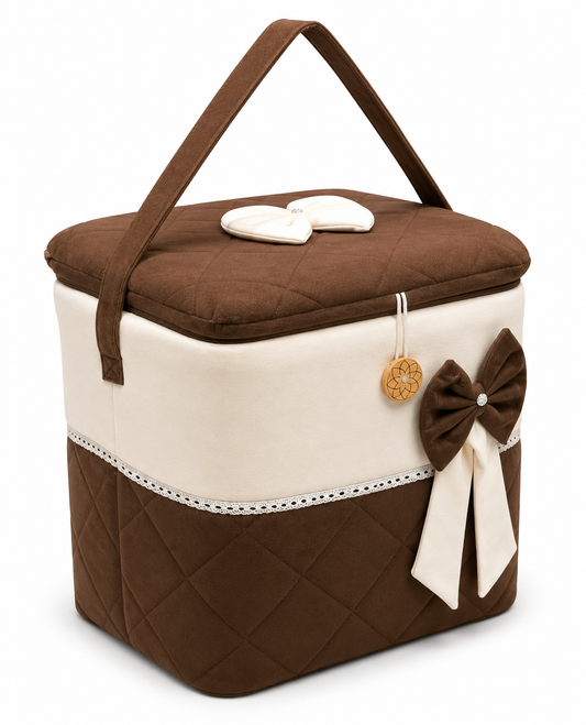 Adorables Baby Basket (Large) | Lightweight Storage | Chocolate Brown & Off White | Organizer for Baby Essentials