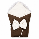 Adorables Receiving Blanket | Chocolate Brown and Off White | Rexin and Cotton with Recron Sheet | Soft & Elegant Swaddle