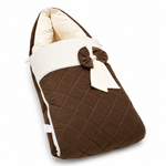 Adorables Sleeping Bag for Newborn | Chocolate Brown & Off White | Rexin & Cotton | Bow Work & Lace Frill Design
