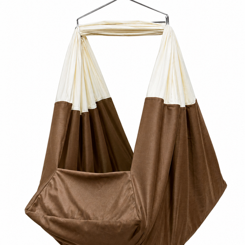 Adorables Baby Cradle for Newborn | Bed Cradle Set | Chocolate Brown | Rexin & Cotton with Recron Filling | Includes Net & Star Hangings
