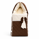 Adorables Sleeping Bag for Newborn | Chocolate Brown & Off White | Rexin & Cotton | Bow Work & Lace Frill Design
