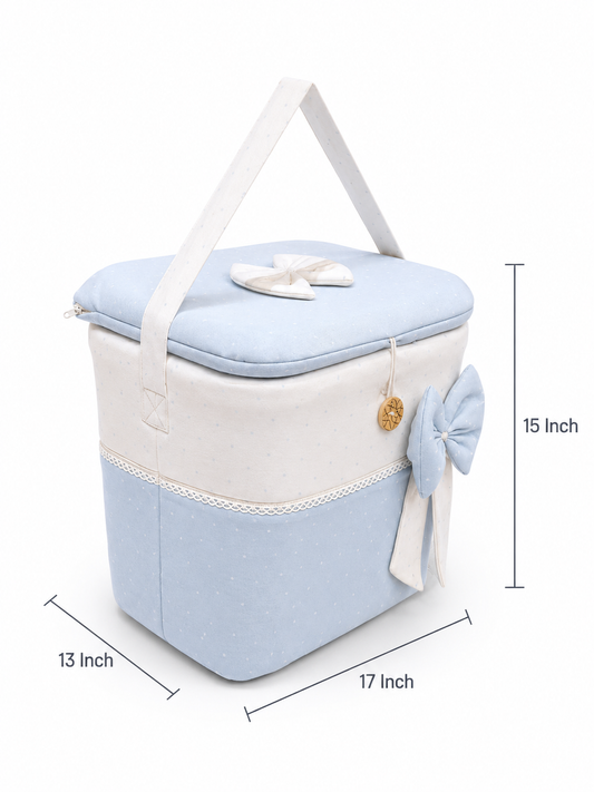 Adorables Baby Storage Basket for Newborn | Large Basket | Twinkle Blue And White Star | Q Cotton | Organizer for Baby Essentials (Copy) (Copy)